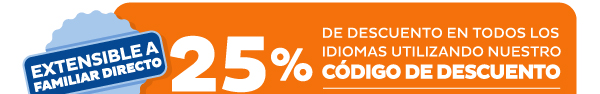 25% de descuento en todos los idiomas utilizando nuestro código de descuento